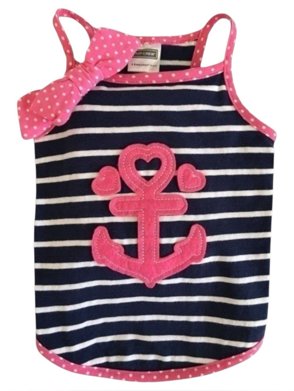 Pup Crew x Petco Striped Anchor Dog Shirt Blue/Pink Size S